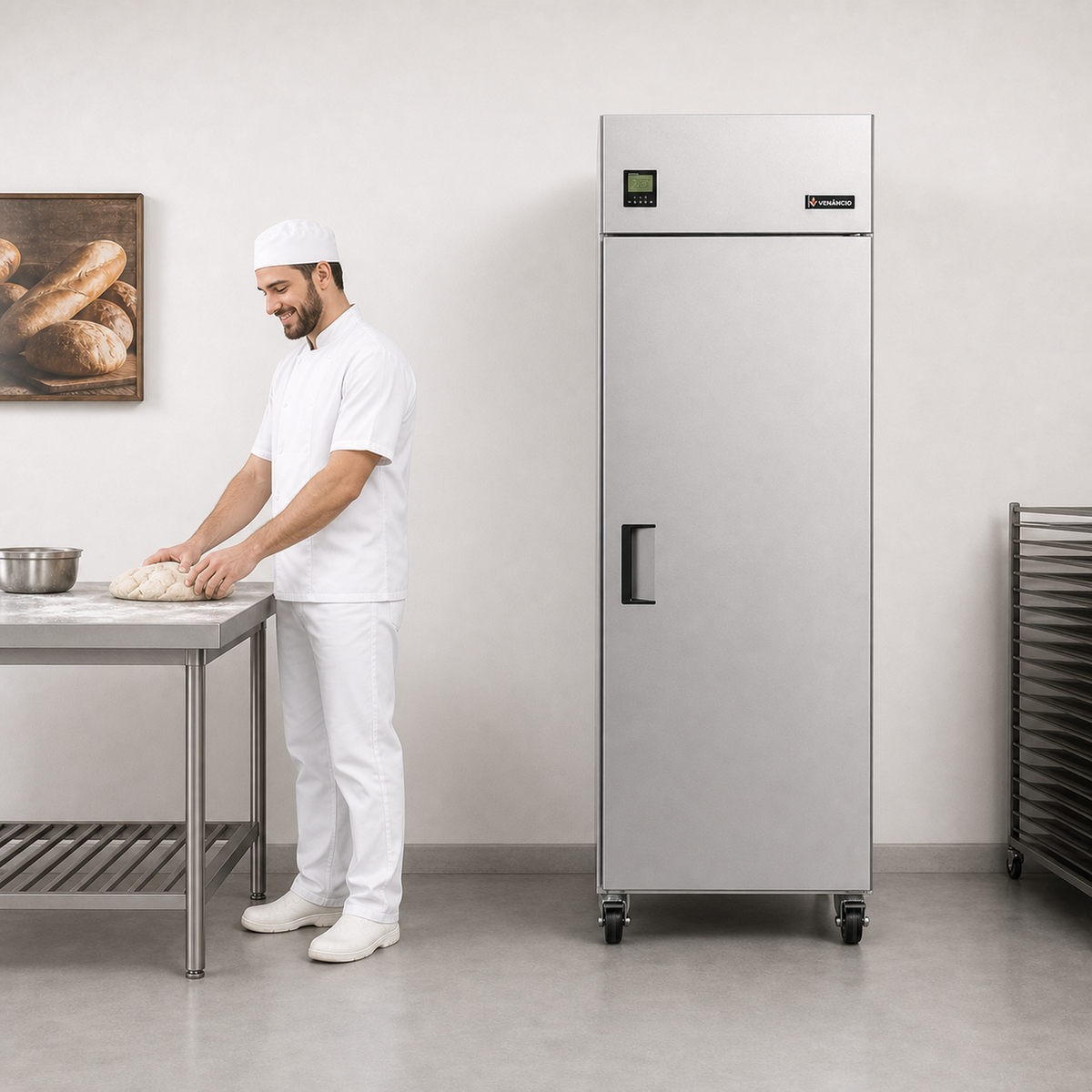 Panadero Nocturno Frío-Calor Venâncio — en funcionamiento junto a panadero a escala real