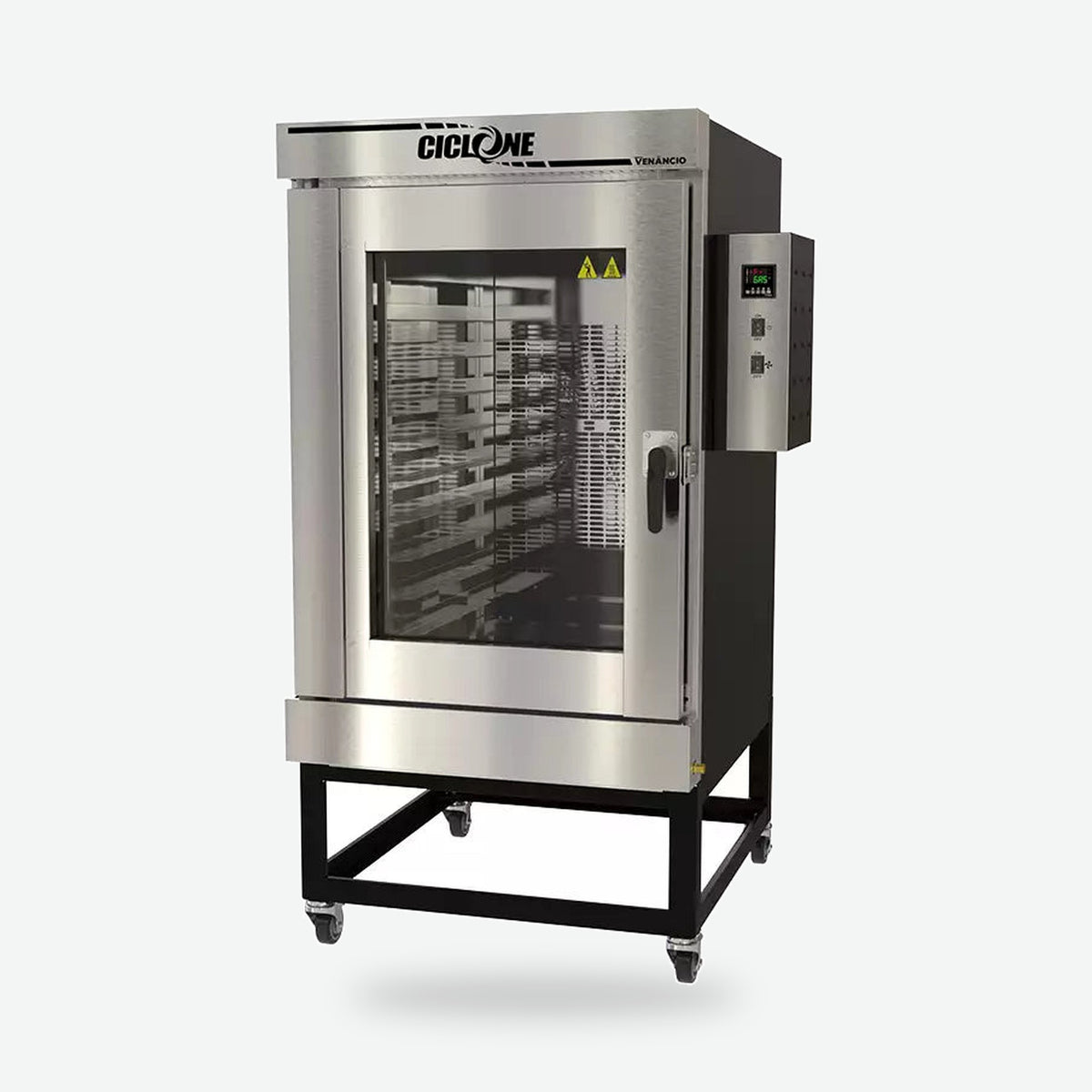 Horno turbo Ciclone Venâncio a gas de 10 correas, vista lateral