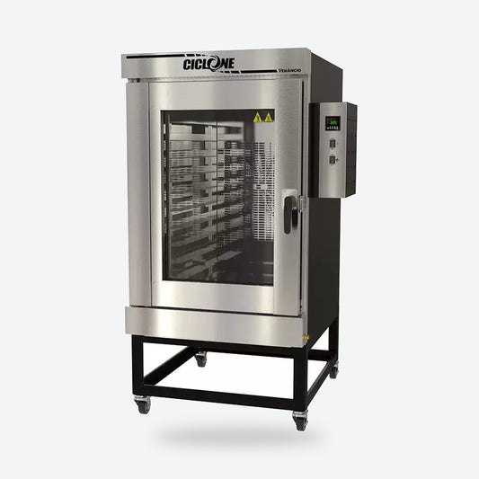 Horno turbo Ciclone Venâncio a gas de 10 correas, vista lateral