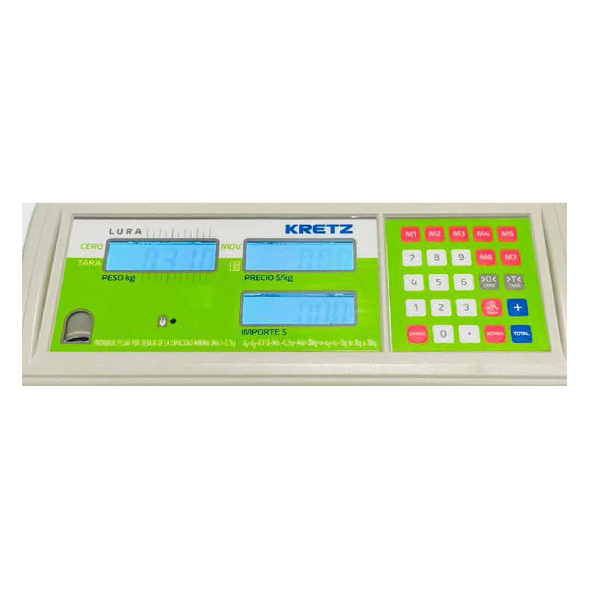 Panel y teclado de la balanza Kretz Lura de 30 kg