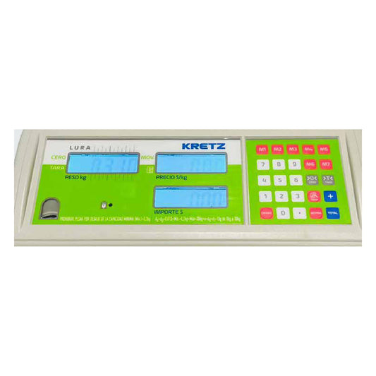 Panel y teclado de la balanza Kretz Lura de 30 kg