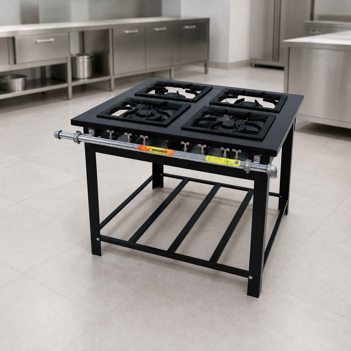 Anafe Venâncio 4 Bocas Extra — instalación completa en cocina profesional