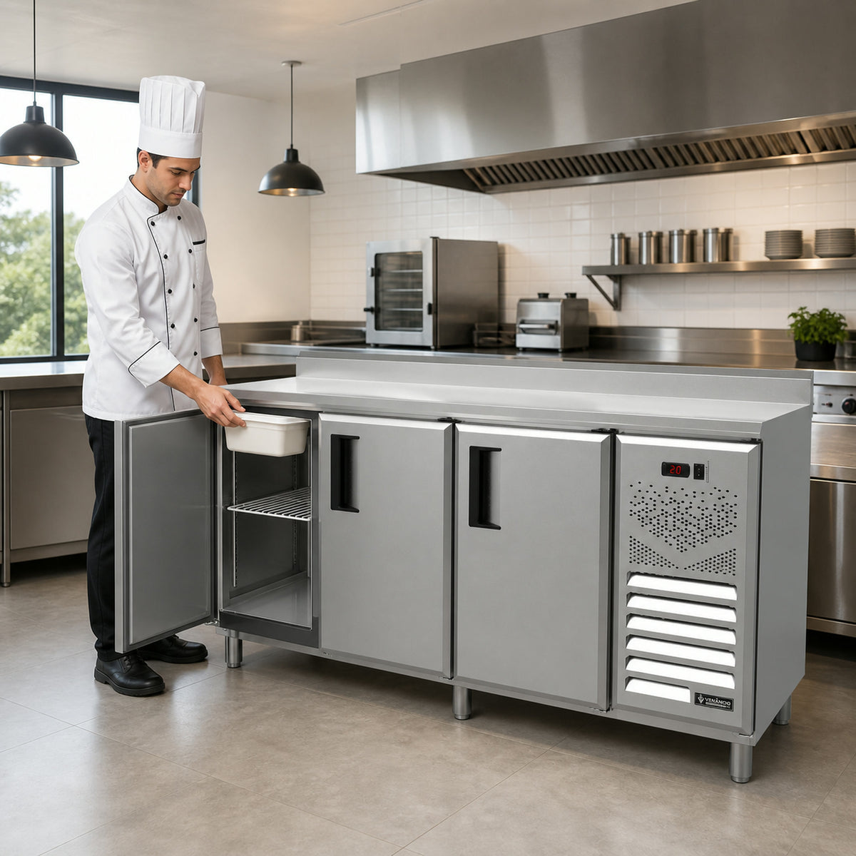 Bajo Mostrador Refrigerado 2 m Venâncio — en uso profesional a escala real