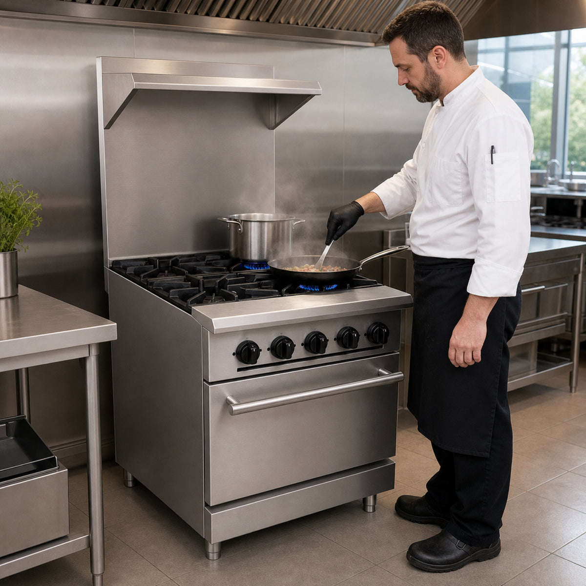 Cocina Americana 4 Hornallas a Gas Venâncio (FA4F) — en uso profesional a escala real