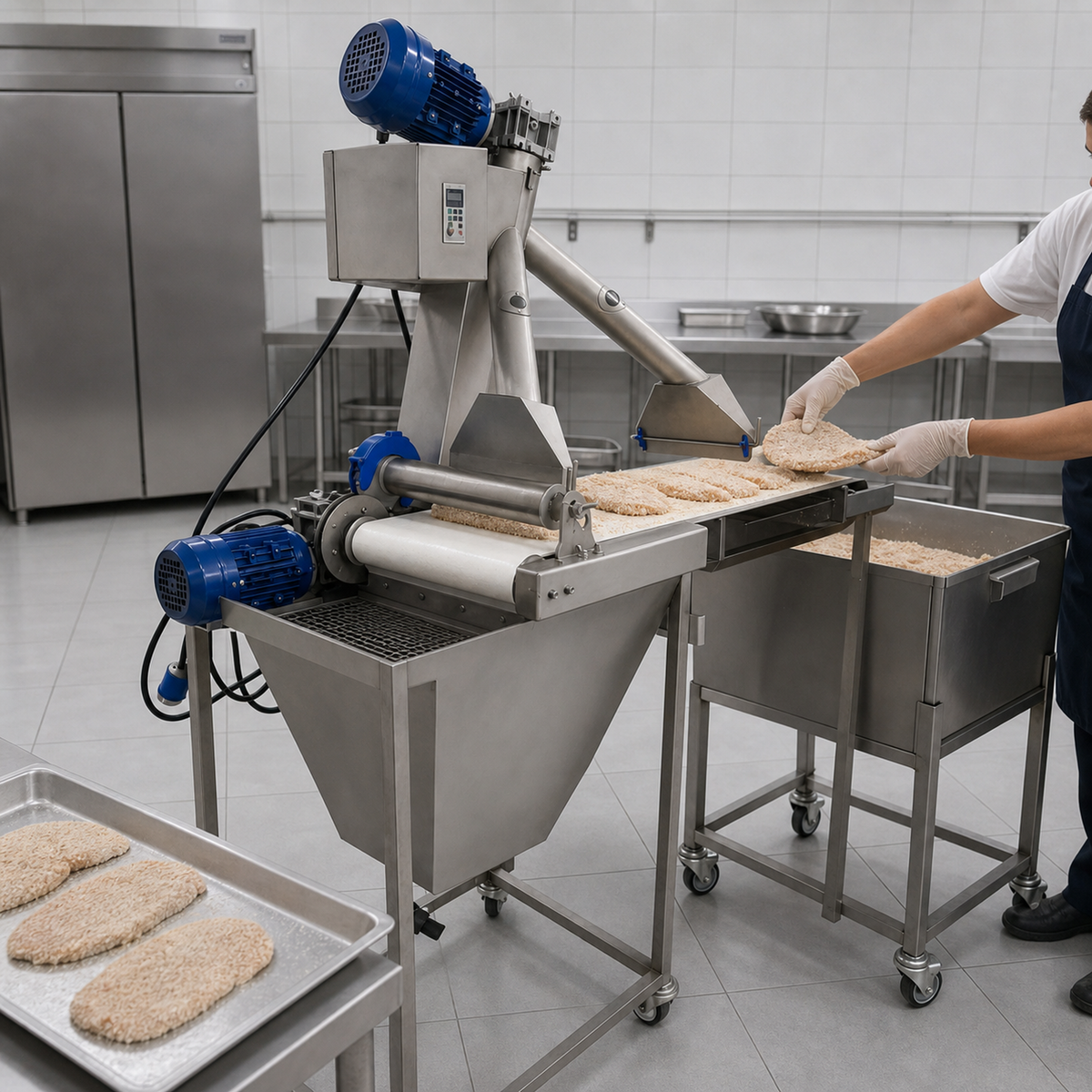 Empanadora de Milanesa Ancon 70/100 kg por hora — en uso profesional