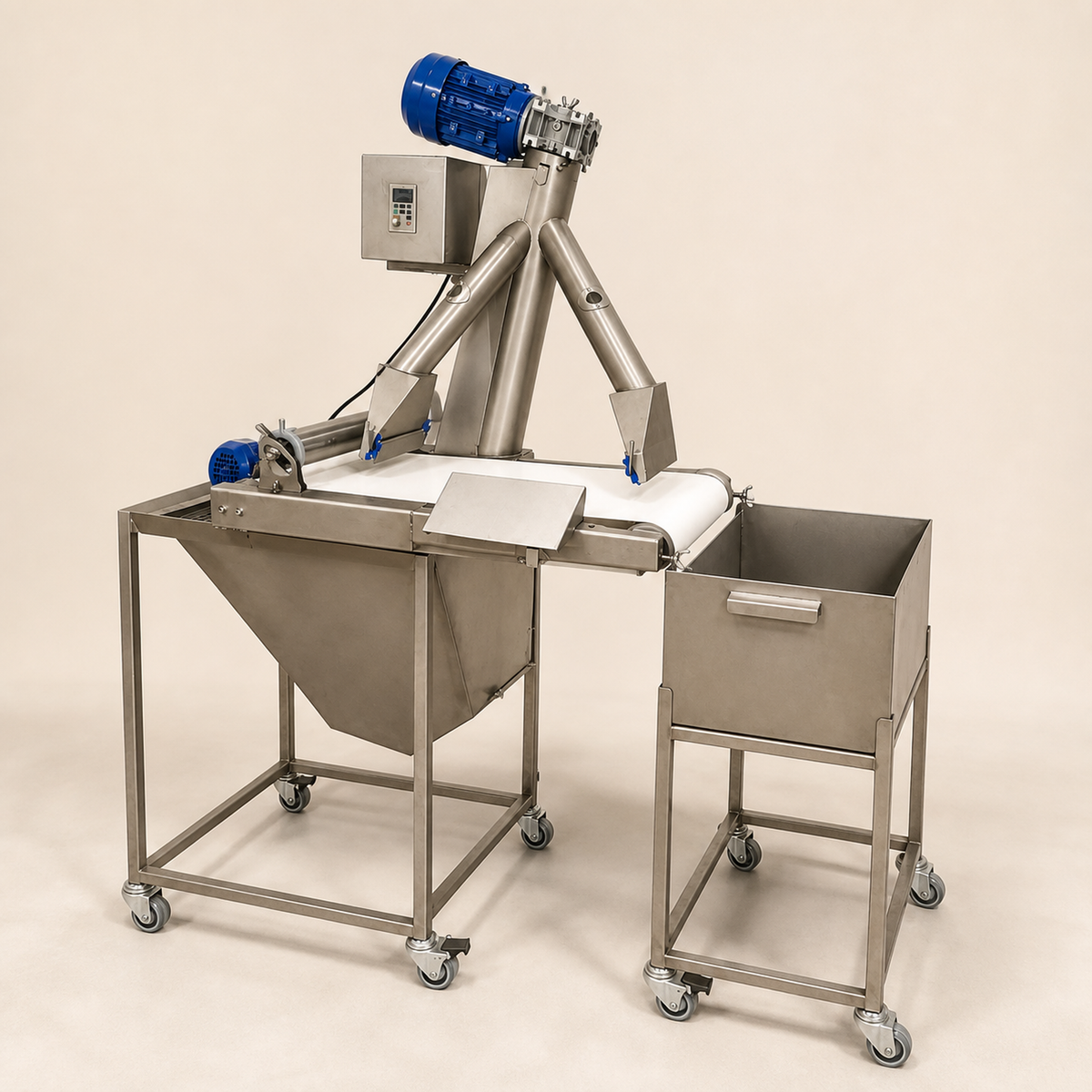 Empanadora de Milanesa Ancon 70/100 kg por hora — vista completa desde ángulo complementario