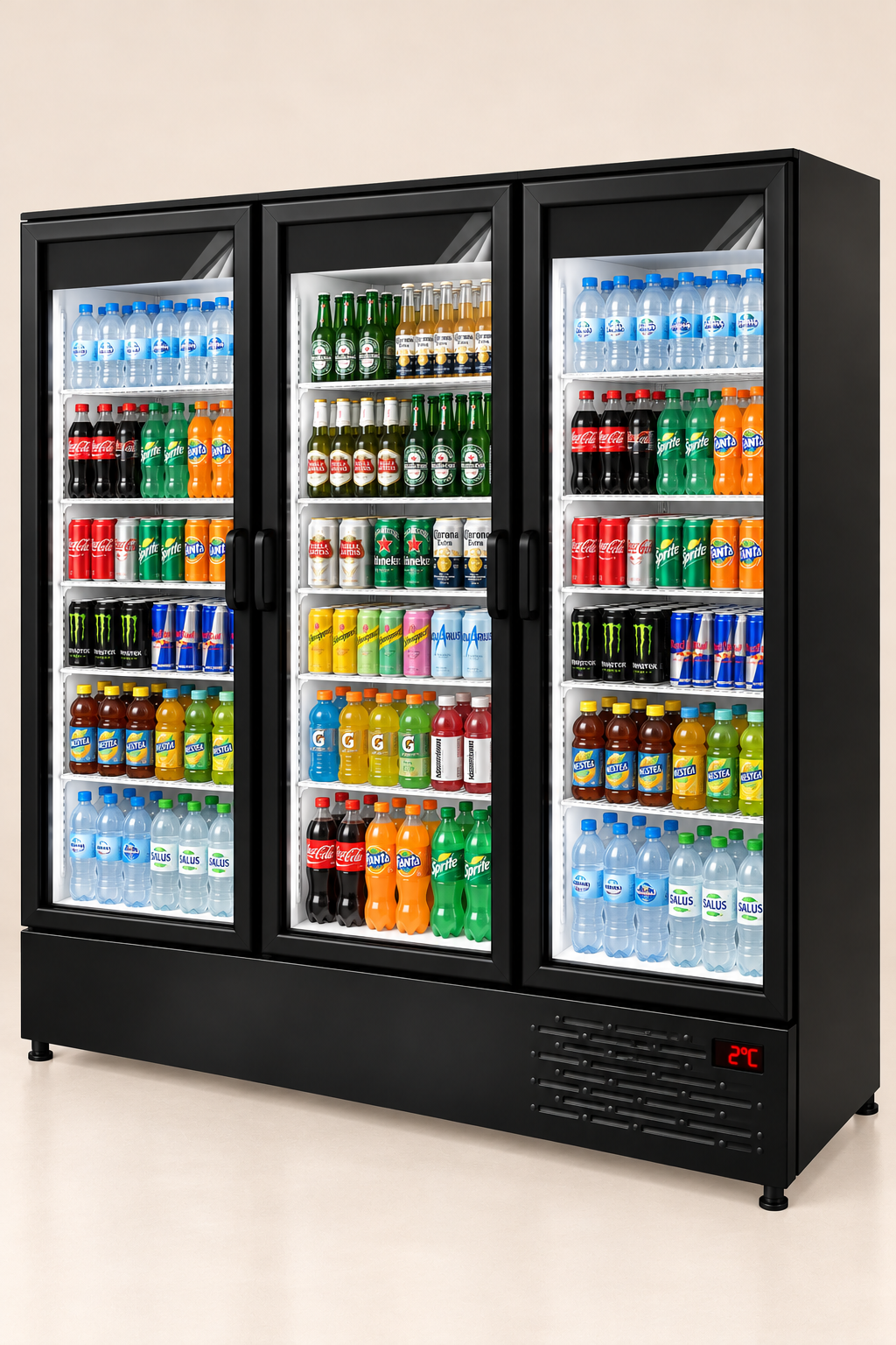 Expositor Klima refrigerado de 3 puertas modelo Visa Slim
