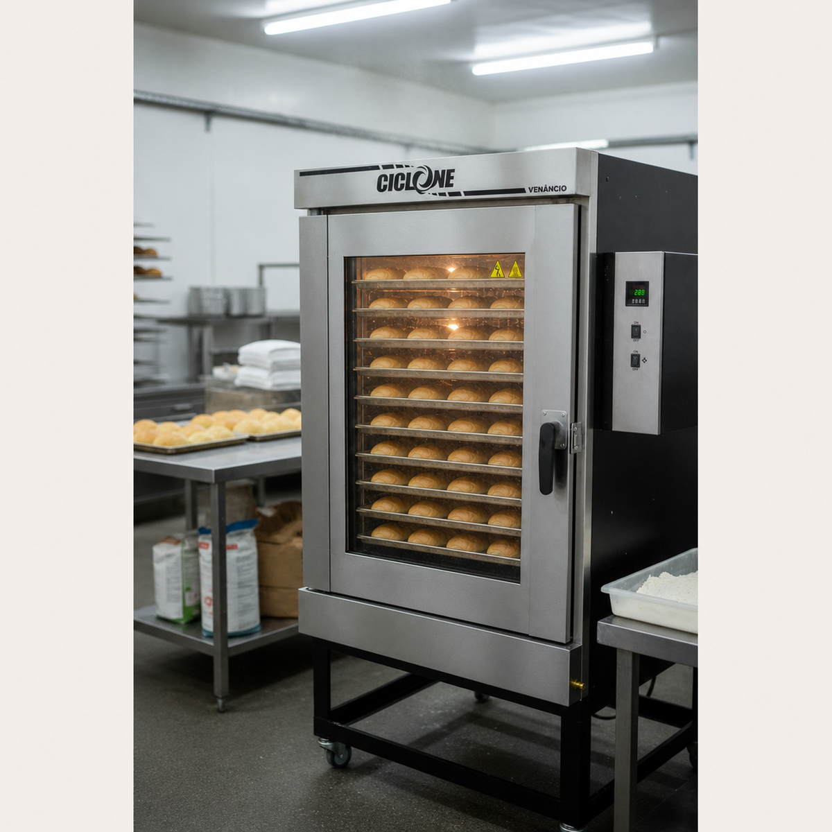 Horno Turbo Ciclone 10 bandejas Venâncio — en uso profesional con diez bandejas
